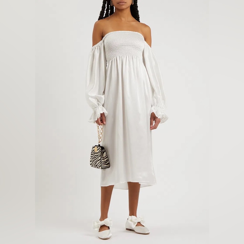 Sleeper Atlanta Off-The-Shoulder Silk Midi Dress - Picture 8 of 10